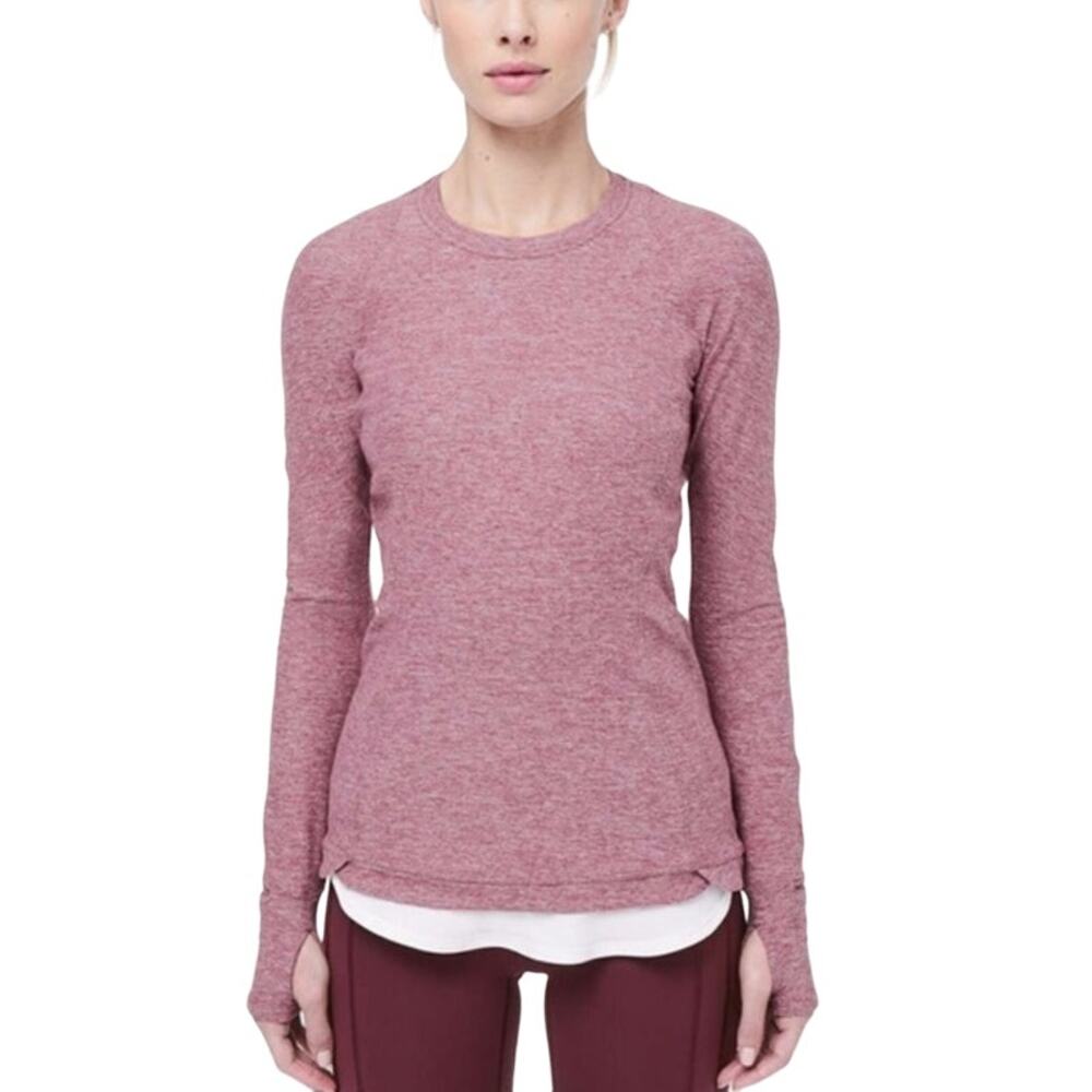 Lululemon Runderful Long Sleeve Heathered Misty Merlot size 4